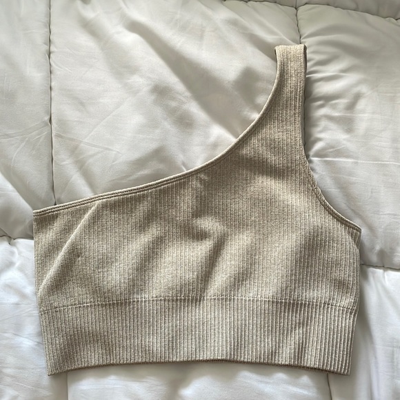 Aimn Other - Aim’n Beige Ribbed Seamless Single Strap Bra in SMALL